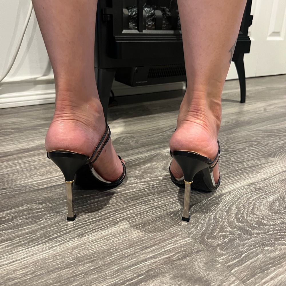 Gianmarco Lorenzi Black Heels with Rhinestone Butterfly - Picture 3 of 4
